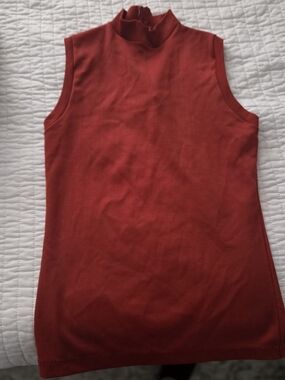 Sleeveless Mock Neck Top - Red/Orange